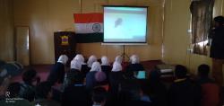 Khan Academic video shown in projector for class 8th subject Math’s and Science. Students shown interested and learn seriously through online videos.  